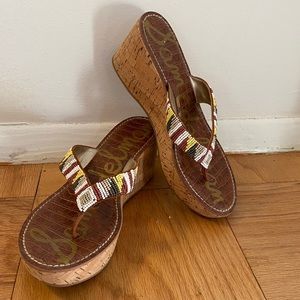 Sam Edelman beaded platform flip flops